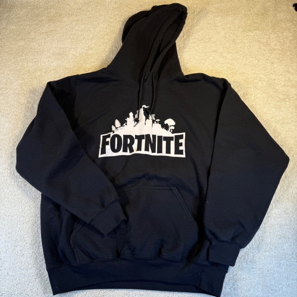 Gildan Fortnite Hoodie Black Pullover‎ Mens Gaming Adult L Large